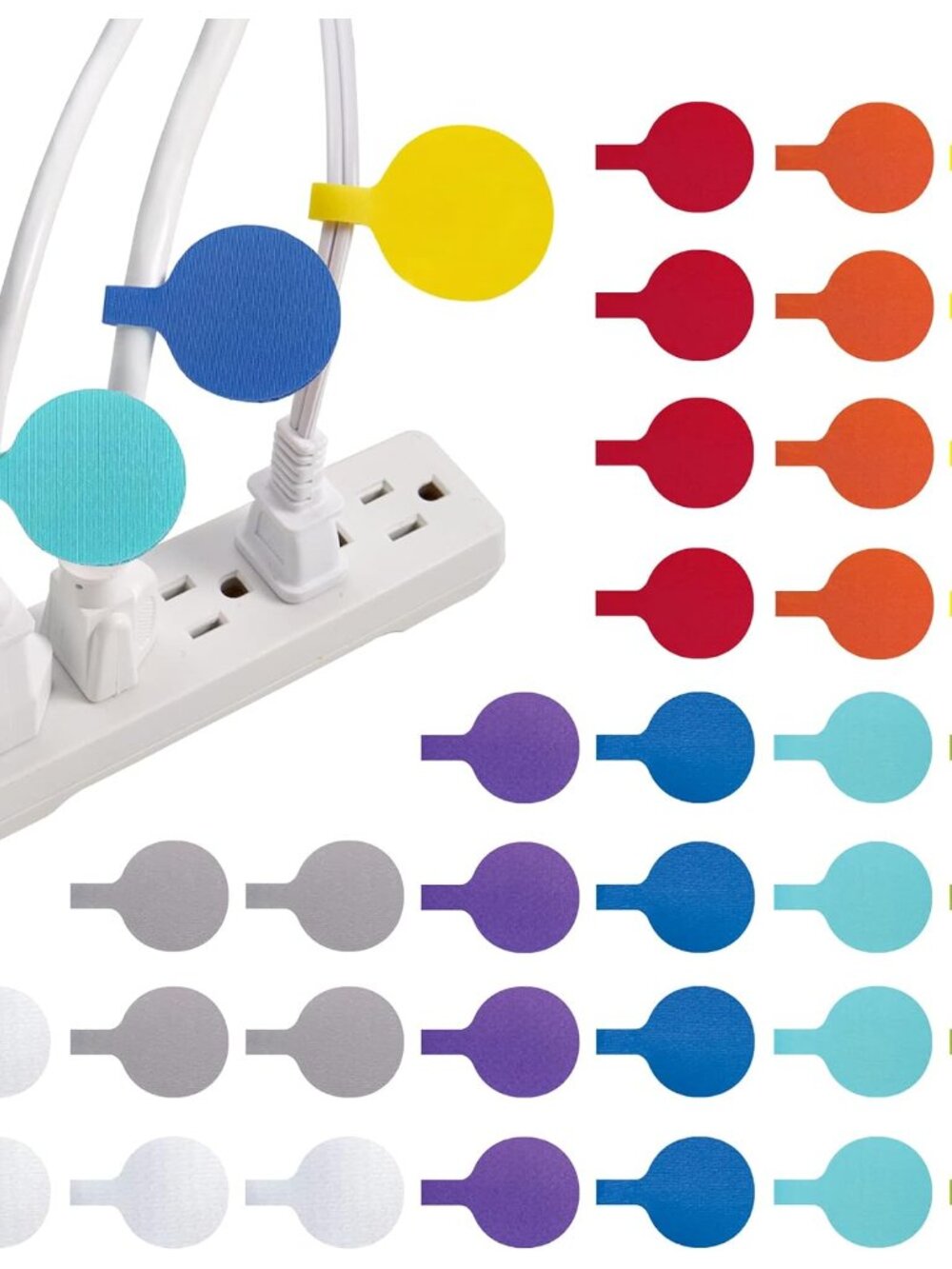 Cable Labels - - Circles, Multi-Color 36-Pack - Color Coded Labels for Organizin